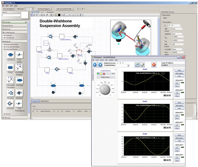 Software MapleSim™ Connector para LabVIEW™ y NI VeriStand™
